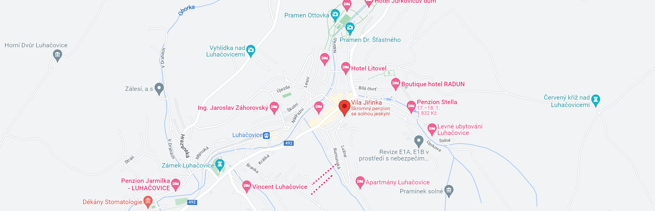 Vila Jiřinka mapa